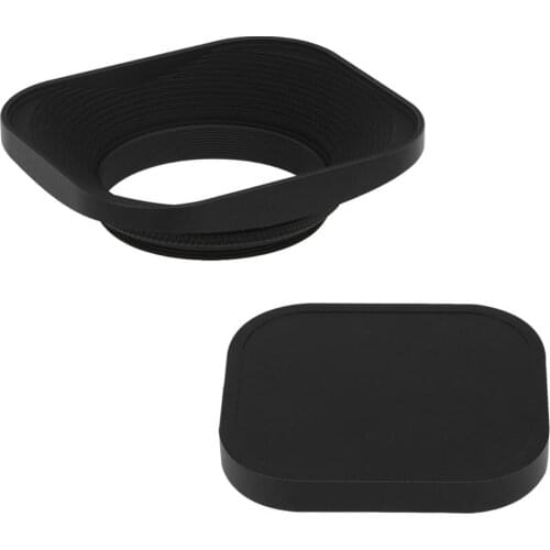 Haoge 43mm Square Metal Screw-in Lens Hood with Cap for Voigtlander Nokton Classic 35mm f1.4 40mm f/1.4 MC SC VM Lens Black