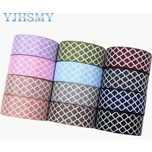 L-20324-147 1”Petal lattice print Pattern Ribbon , 5 yards DIY handmade hair accessories Material , Bow Decoration