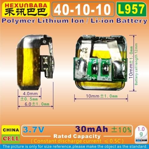 10pcs [L957] 3.7V 30mAh [401010] Polymer Li-Ion Battery For TWS Wireless Bluetooth Earphone Headphone