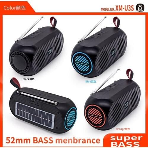 New Wireless Bluetooth Speaker Home Outdoor Car Card Subwoofer Solar Charging FM Radio