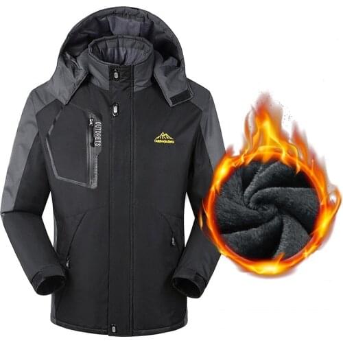 2021 Mens Winter Warm Jackets Thick Patchwork Outwear Hooded Parkas Coats Plus Size 8XL Male Waterproof Windproof Fleece Jacket