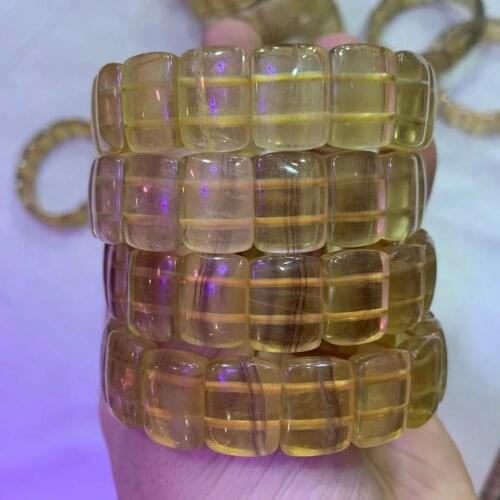 Natural yellow fluorite stone beads bracelet natural gem stone bangle for woman for gift wholesale