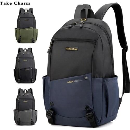 Nylon Waterproof Travel Backpack For Men 2021 New Leisure Youth Student Backbag Teenager Outdoor Riding Male Bag Black ArmyGreen