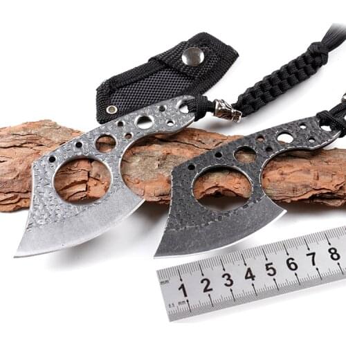 New Mini Axe 440C Stone Wash Blade Small EDC Pocket hatchet Outdoor Survival Gear With Nylon Sheath And Knife Rope
