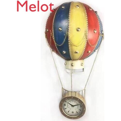 Industry Wind Wall Decoration Iron Art Three-dimensional Hot Air Balloon Wall Clock Wall Decoration Hanging Ornaments
