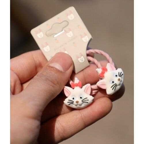 2PCS New Cartoon Cute Cat Bear Princess Headwear Kids Elastic Hair Bands Children Ropes Girls Accessories Baby Headdress