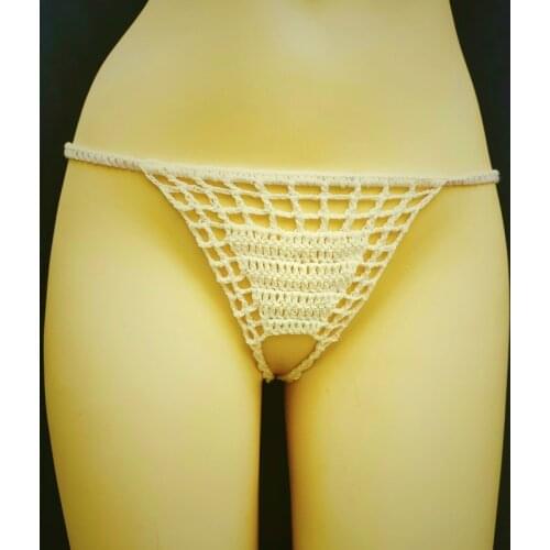 Hand Crochet G-String Crotchless Erotic Lingerie Extreme Micro Bikini