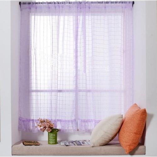 New Hot Curtains Plaid Short Tulle Multicolor Window Screen Bedroom Kitchen Yarn Ready Made Sheer For Living Room