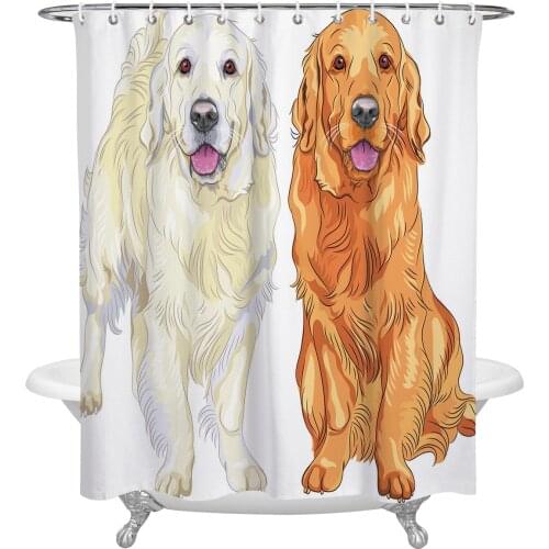 Dog Retriever Shower Curtain Waterproof Polyester Fabric Shower Curtains Home Decoration Curtain with Hook