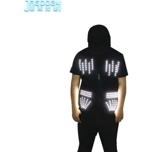 Led luminous vest clothes are suitable for stage singers performing fluorescent vest bar night scene flashing atmosphere props