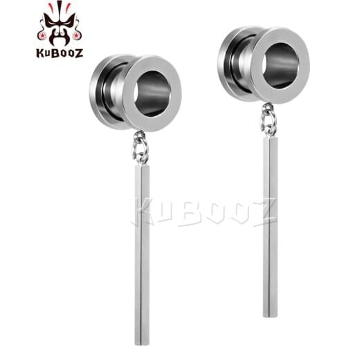 Kubooz piercing screw back tunnels ear piercing dangle earring plugs body jewelry stainless steel ear gauges pair jewelry 00g