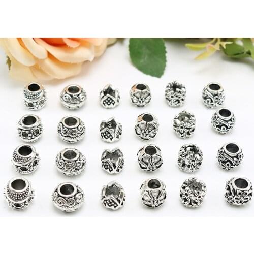 Jewelry finding & components diy make up accessory Tibetan silver through hollow out beads chain necklace material #JZ319