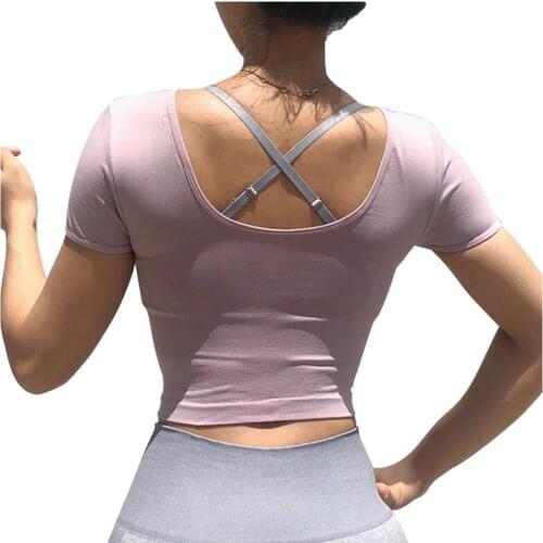 Womens Gym Shirt Elastic Yoga Top High Sexy Hollow Backless Tank Top Activewear Breathable Elastic Fitness Crop Workout Shirts