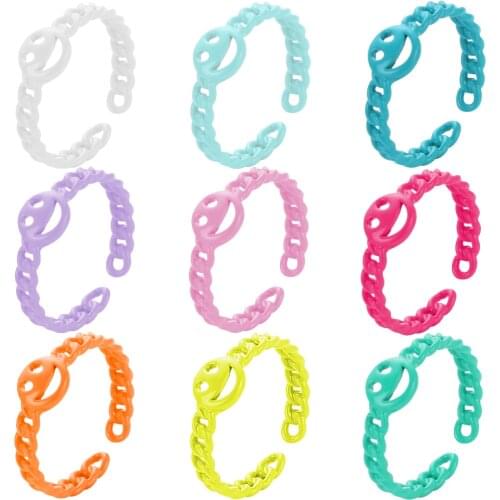 INS laugh Face Ring Candy Color Copper Drop Oil Texture Rings Retro Irregular Geometric Open Ring for Women Party Accessories