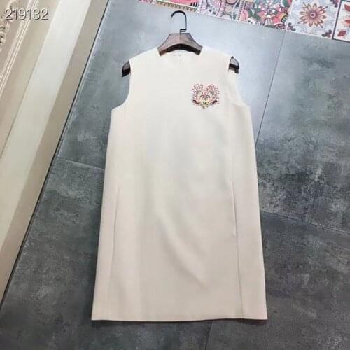 New 2021 Fashion Runway Summer Dress Womens Sleeveless Floral Embroidery Beading Elegant Mini Dresses Vestidos