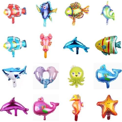 1Pcs Mini Fish Ocean Animal Foil Balloons Birthday Party Baby Shower Shark Whale Sea Theme Decoration Supplies