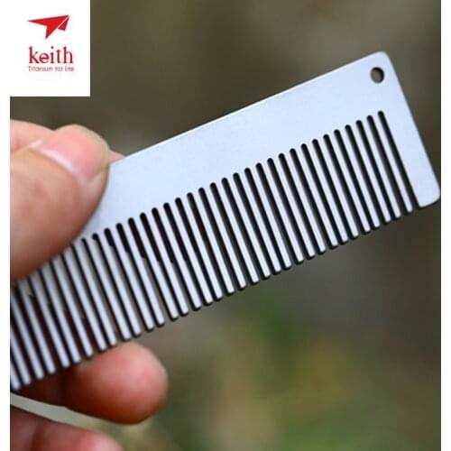 Keith 1pcs Titanium Hair Comb Outdoor Camping Travel Comb Anti-static Durable Hair Comb Men Hair Comb Clip for Men Style Ti1732
