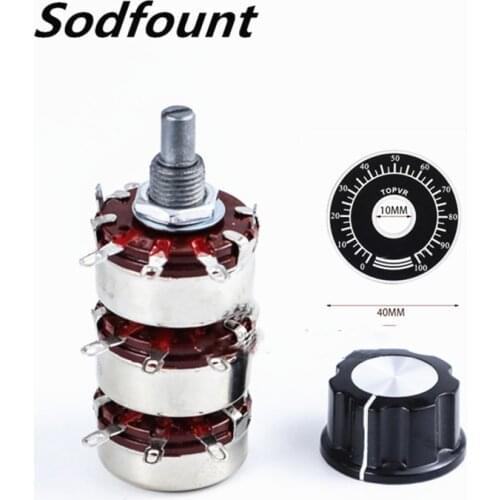 1pcs Triple WTH-3L single-turn carbon film potentiometer WTH118-1A 2W 100K220K 470K 680K 1M