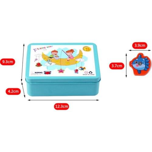 15Pcs Toy Fish Wooden Magnetic Children Fishing Game Set Fish Game Educational Toy Water Play Baby Fishing Rods Toy