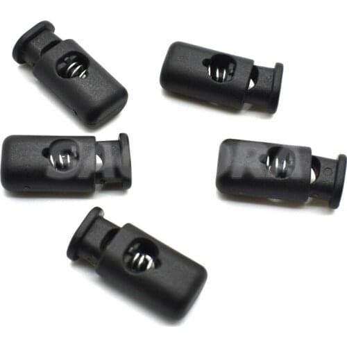 25pcs/pack Cord Lock Stopper Cylinder Barrel Plastic Toggle Clip For Garment Accessories Black