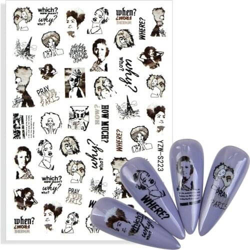 Paris Fashion Women 3D Sliders Stickers for Nails Foil Decals Design Nail Art Decorations Manicure Accessories