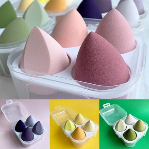4pcs/box Water Drop Shape Bevel Shape Cosmetic Puff Makeup Sponge Blending Face Liquid Foundation Cream Make Up Powder Puff