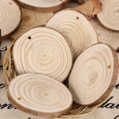 5-6cm Thick 1 Pack Natural Pine Round Unfinished Wood Slices Circles With Tree Bark Log Discs DIY Crafts Wedding Party Painting