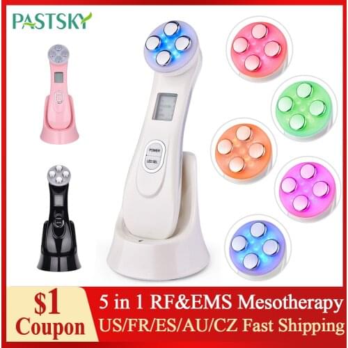 5in1 Radiofrequency Facial Mesotherapy RF&EMS Face Beauty Radio Frequency LED Photon Skin Firming Rejuvenation Wrinkle Remover