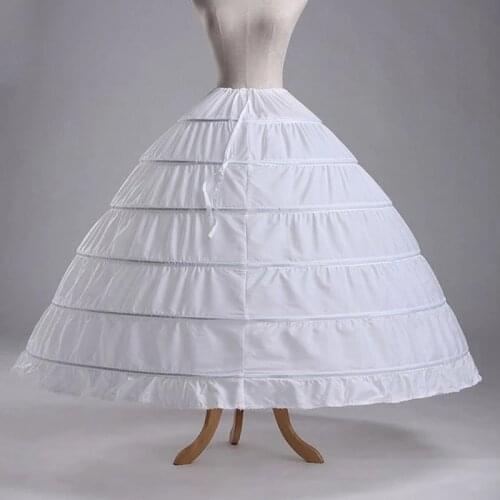 6 Hoops no Yarn Large Skirt Bride Bridal Wedding Dress Support Petticoat Women Costume Skirts Lining