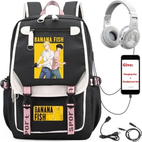 Anime Banana Fish backpack boys Girl School book Bag Women men Travel Backpack USB Charging teenagers Laptop packsack Book Bag