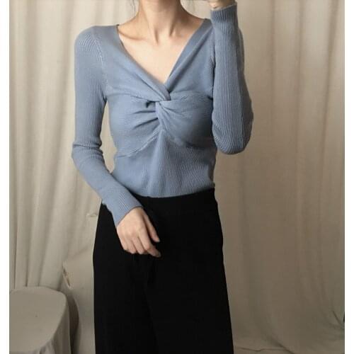 Женские пуловеры с V-образным вырезом AUFYSO China At AliExpress