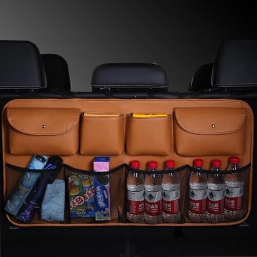 High Capacity Car Trunk Storage Bag PU Leather with Net Pocket Auto Accessories Interior High Quality Car Organizer