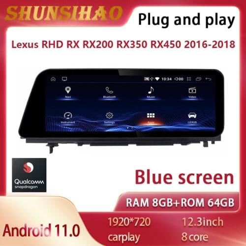 Ouchuangbo Qualcomm GPS navig Android 10 For 12.3 inch RHD RX RX200 RX350 RX450 2016-2018 car radio head stereo carplay 1920*720