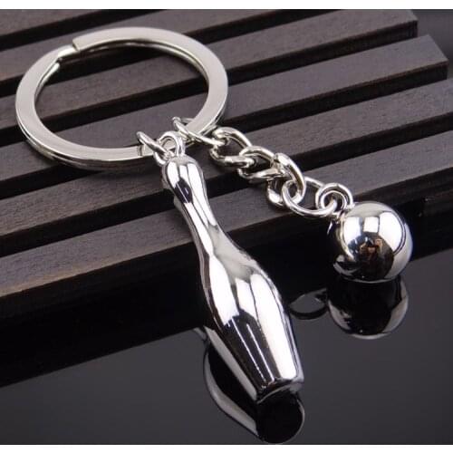 FREE shipping by FEDEX 100pcs/lot 2016 New Zinc Alloy Bowling Keychains Metal Sports Keyrings for Gifts Laser LOGO