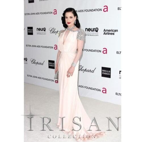 Free shipping 2016 New Oscars Awards Bead Church Anniversary Celebrity Prom Evening Dress Size