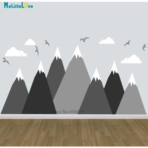Large Size Removable Mountain Wall Decal For Baby Kids Room Wall Decor DIY Stick Wall Mural Stickers Custom Color BA993