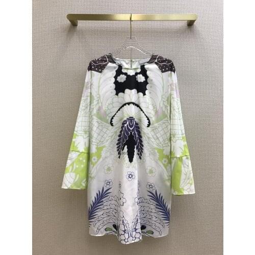 Brand Floral Print Luxury Loose Dresses Women 2021 Summer Flare Sleeve O-neck Casual Holiday Elegant Lady Chic Mini Dress