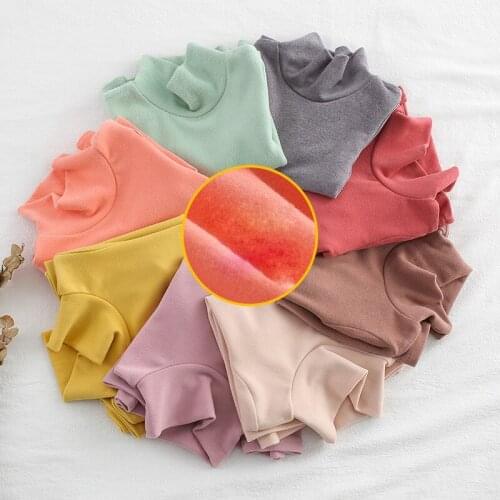 Children T-shirt Turtleneck Full Sleeve Tops Basic Undershirt Basic Tshirt Autumn Winter Warm Pullover BC829