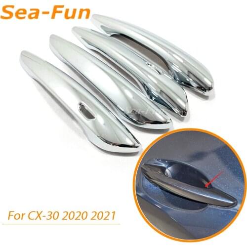 For Mazda CX30 CX-30 2020 2021 Side Door Handle Cover Trim Sticker With Smart Key Hole ABS Chrome Car Styling Accessories