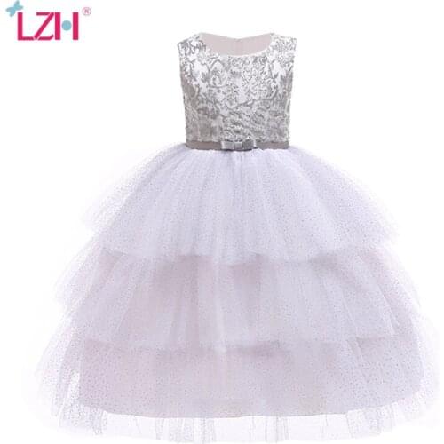LZH Toddler Girls Cake Dress Elegant Princess Dress Kids Dresses For Girls Wedding Birthday Party Dress Children Prom Ball Gown