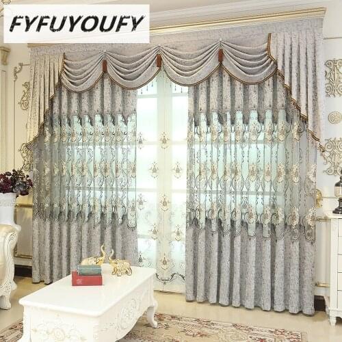 FYFUYOUFY European luxury curtains for the living room embroidered tulle curtains high quality curtains for the bedroom windows