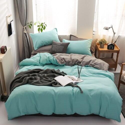 Classic Pure color Bed Linen Bedding Set 3/4pcs Yellow Blue Gray Purple Red color 150x200cm 180x220cm Size Bedclothes