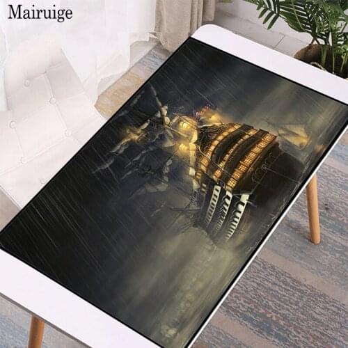 Ships Sea Light Rain Large Gamer Mouse Pad Anime Mousepad Locking Edge Laptop PC Gaming Accessories Keyboard Notebook Desk Mat
