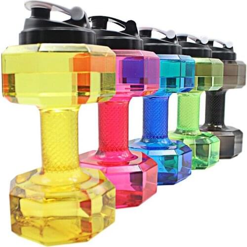 2.2L Dumbbells Shaped Plastic Big Large Capacity Gym Sports Water Bottle Outdoor Fitness Bicycle Bike Camping Cycling Kettle New