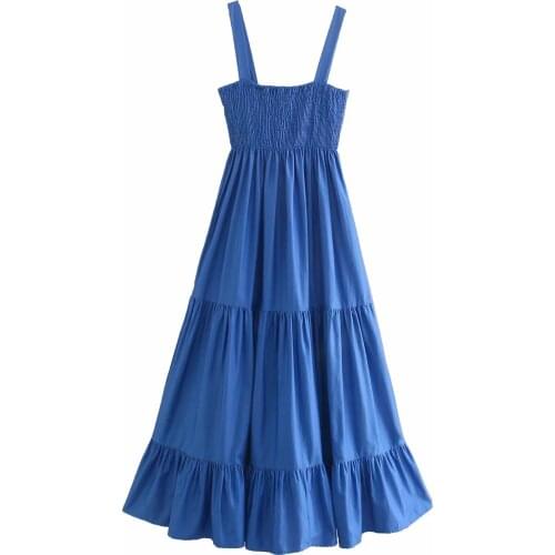 Dave&Di Summer Vestidos England Solid Simple Fashion Sexy Spaghetti Strapless Colorful Casual Beach long Dress Women Tops