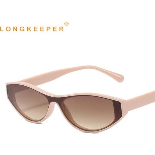 LongKeeper Trendy Cat Eye Sunglasses Women Luxury Brand Vintage Small Beige Sun Glasses Ladies UV400 Eyewear Oculos Feminino