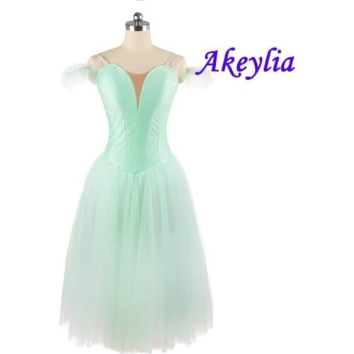 Mint green romantic ballet dress girls without decoration professional tutu dress white fairy performance ballet costumes JN9128