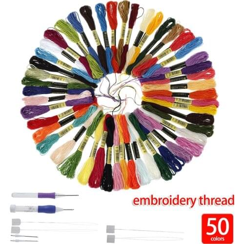 Embroidery Thread 50 Colors Embroidery Floss Cross Stitch Kit Premium Rainbow Embroidery DIY Threads Crafts Cotton Sewing Skein
