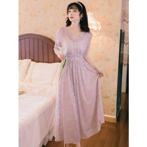 2020 new fashion womens clothing V-Neck Short Print Vintage women dress