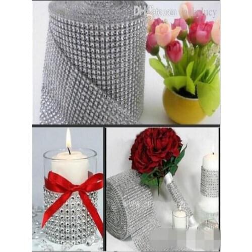 New Wedding Gift DIY Craft Accessories 24 Rows Diamond Mesh Wrap Sparkle Rhinestones Crystal Ribbon 10 Yards/Roll For Party Deco